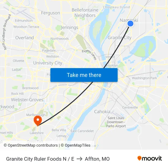 Granite City Ruler Foods N / E to Affton, MO map