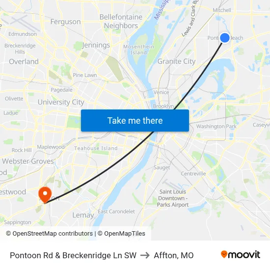 Pontoon Rd & Breckenridge Ln SW to Affton, MO map