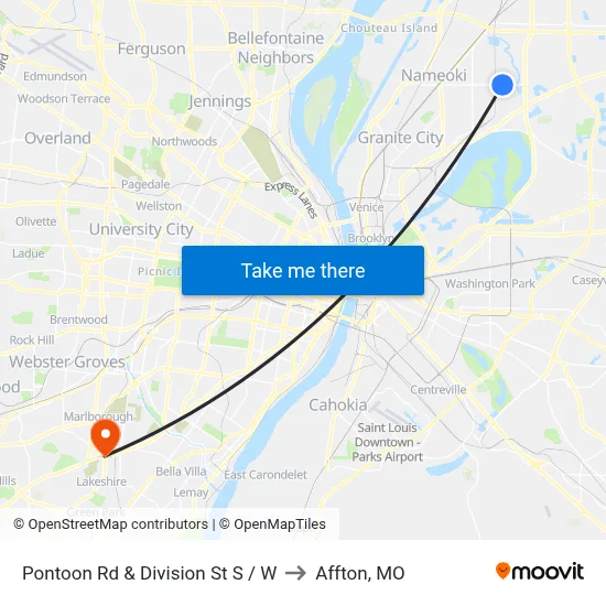 Pontoon Rd & Division St S / W to Affton, MO map
