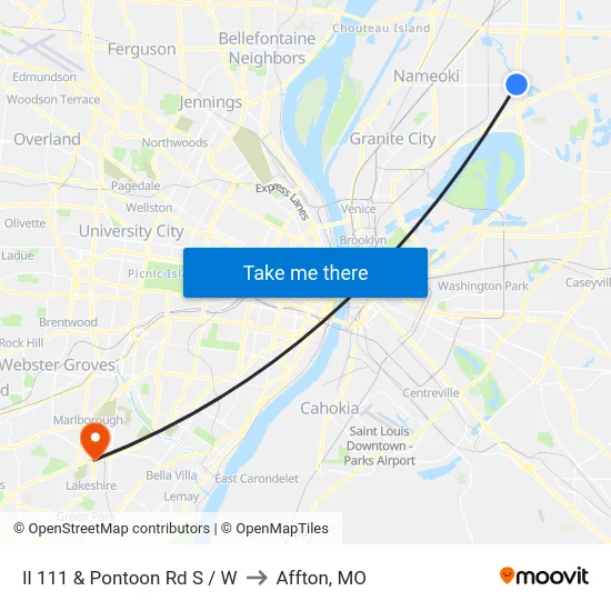 Il 111 & Pontoon Rd S / W to Affton, MO map