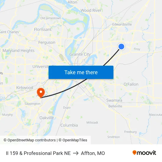 Il 159 & Professional Park NE to Affton, MO map