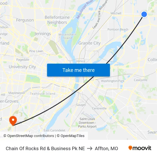 Chain Of Rocks Rd & Business Pk NE to Affton, MO map