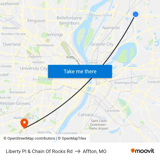 Liberty Pl & Chain Of Rocks Rd to Affton, MO map
