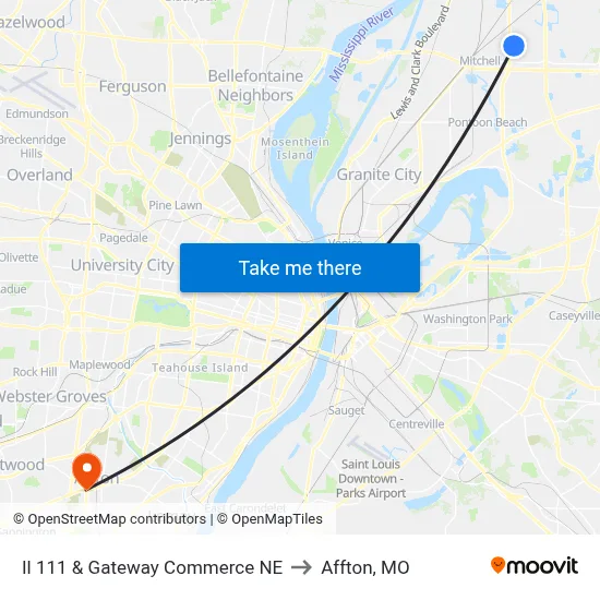 Il 111 & Gateway Commerce NE to Affton, MO map