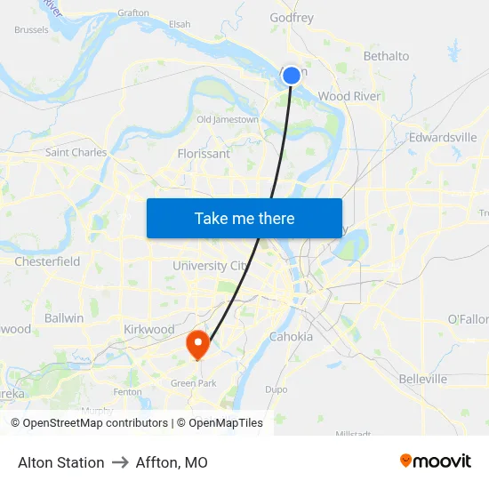 Alton Station to Affton, MO map