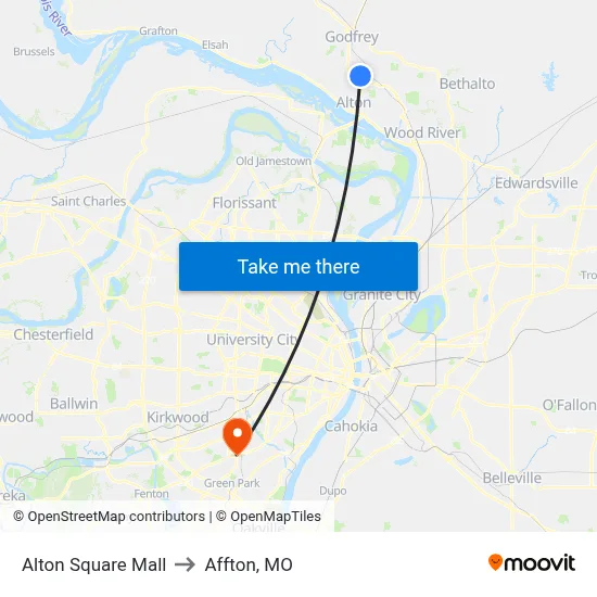Alton Square Mall to Affton, MO map