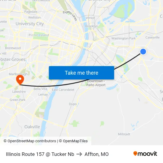 Illinois Route 157 @ Tucker Nb to Affton, MO map