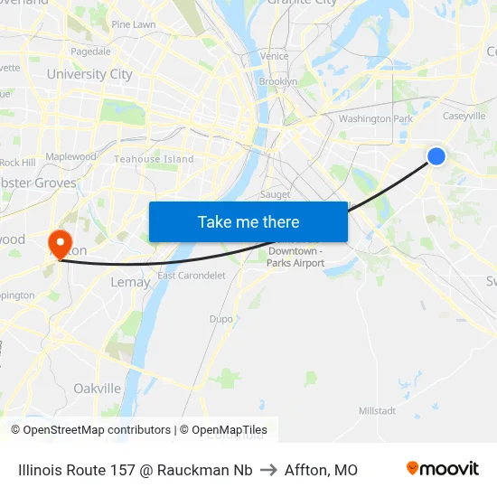 Illinois Route 157 @ Rauckman Nb to Affton, MO map
