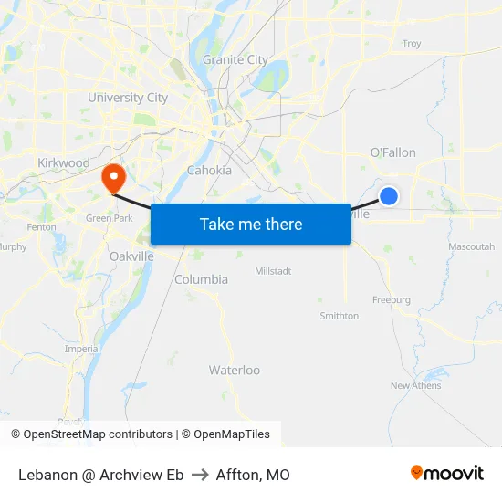 Lebanon @ Archview Eb to Affton, MO map