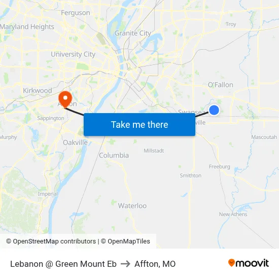 Lebanon @ Green Mount Eb to Affton, MO map