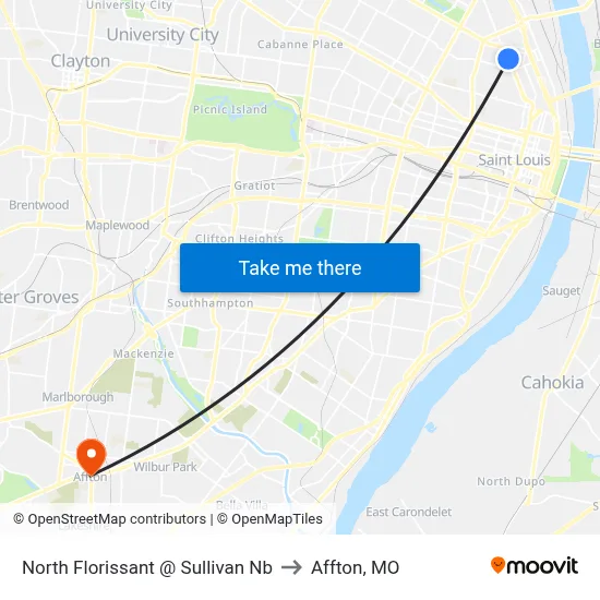 North Florissant @ Sullivan Nb to Affton, MO map