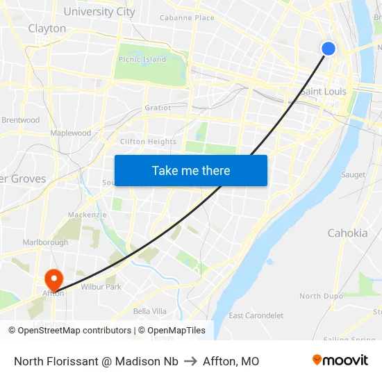 North Florissant @ Madison Nb to Affton, MO map