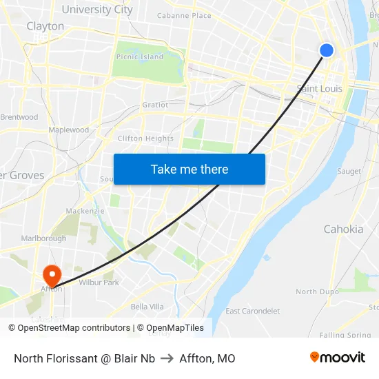 North Florissant @ Blair Nb to Affton, MO map