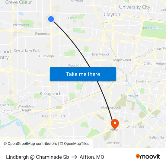 Lindbergh @ Chaminade Sb to Affton, MO map