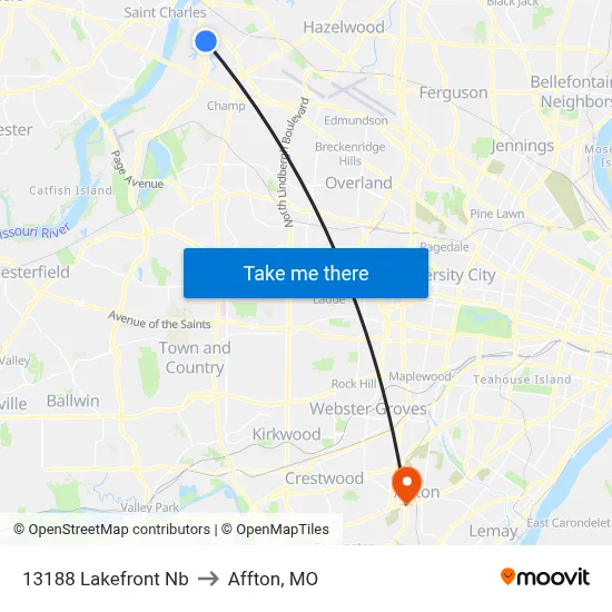 13188 Lakefront Nb to Affton, MO map