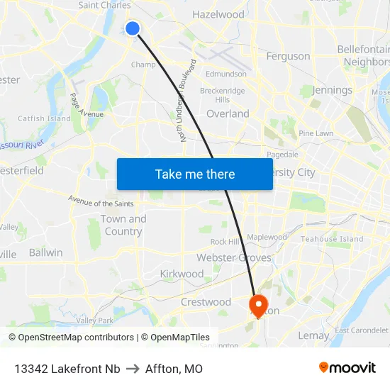13342 Lakefront Nb to Affton, MO map