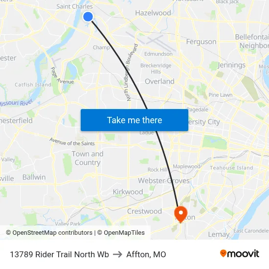 13789 Rider Trail North Wb to Affton, MO map