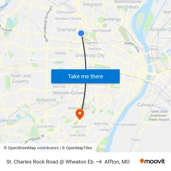 St. Charles Rock Road @ Wheaton Eb to Affton, MO map
