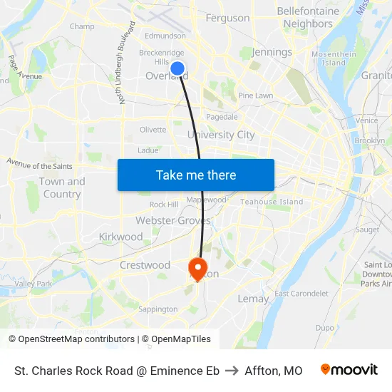 St. Charles Rock Road @ Eminence Eb to Affton, MO map
