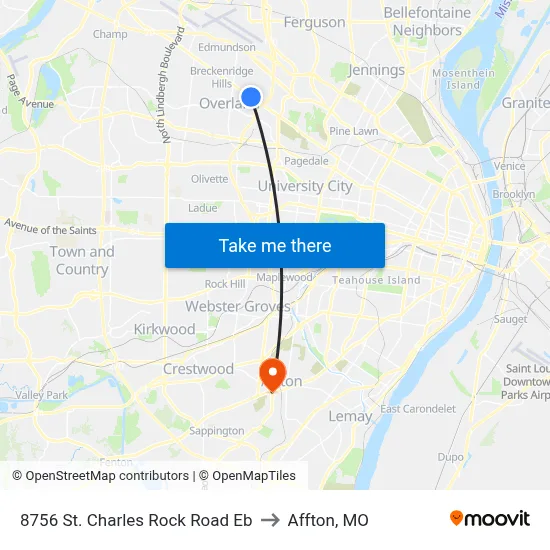 8756 St. Charles Rock Road Eb to Affton, MO map