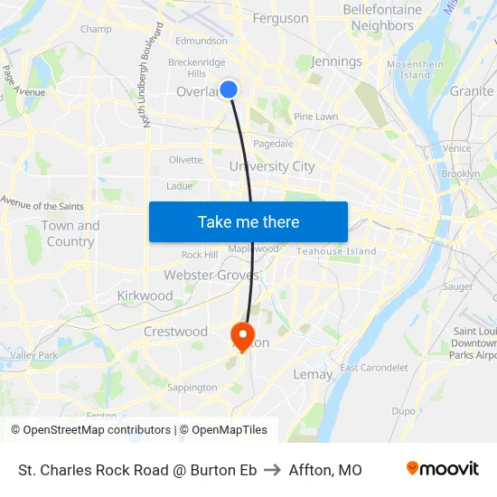 St. Charles Rock Road @ Burton Eb to Affton, MO map