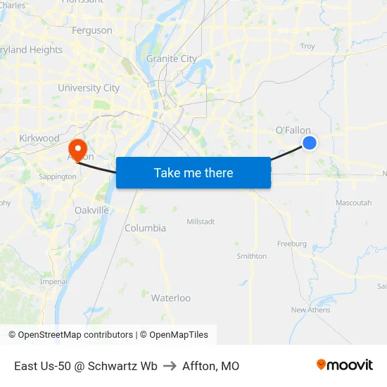 East Us-50 @ Schwartz Wb to Affton, MO map