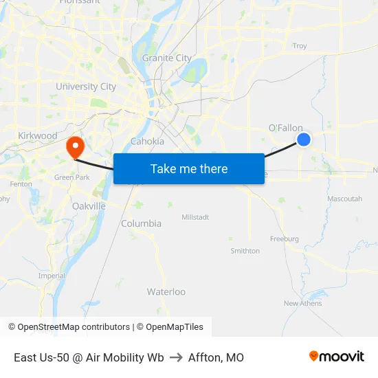 East Us-50 @ Air Mobility Wb to Affton, MO map