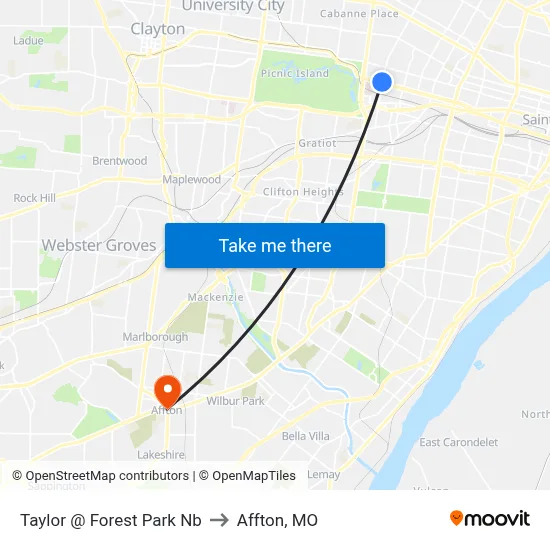 Taylor @ Forest Park Nb to Affton, MO map