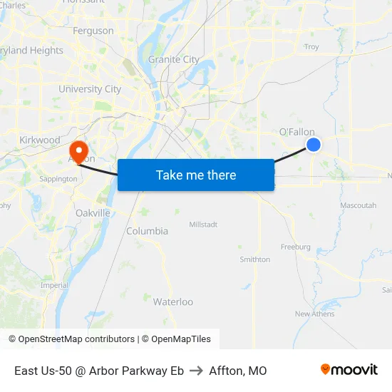East Us-50 @ Arbor Parkway Eb to Affton, MO map