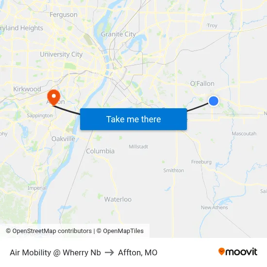 Air Mobility @ Wherry Nb to Affton, MO map