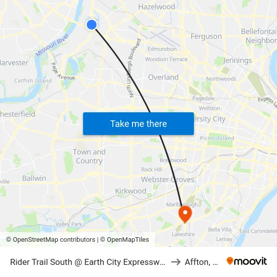 Rider Trail South @ Earth City Expressway Eb to Affton, MO map