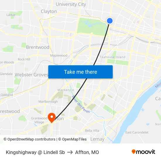 Kingshighway @ Lindell Sb to Affton, MO map