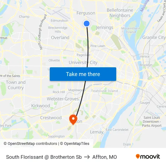 South Florissant @ Brotherton Sb to Affton, MO map