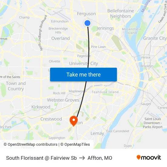 South Florissant @ Fairview Sb to Affton, MO map