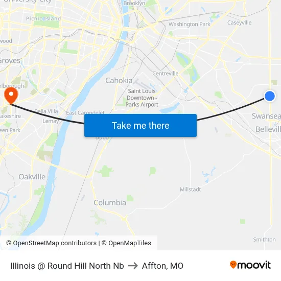 Illinois @ Round Hill North Nb to Affton, MO map