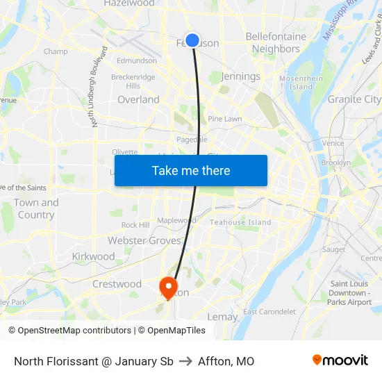 North Florissant @ January Sb to Affton, MO map