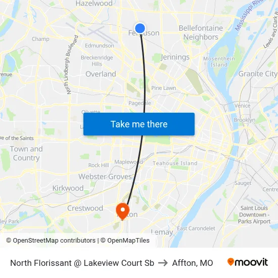 North Florissant @ Lakeview Court Sb to Affton, MO map