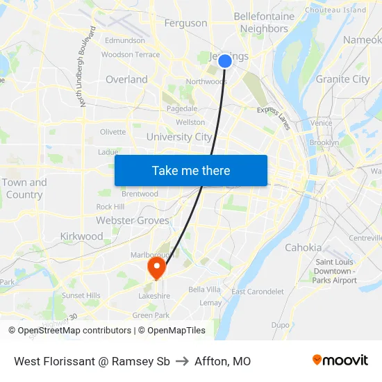 West Florissant @ Ramsey Sb to Affton, MO map