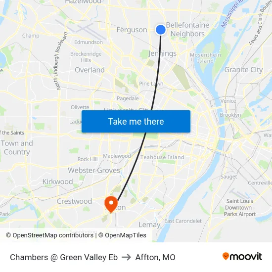 Chambers @ Green Valley Eb to Affton, MO map