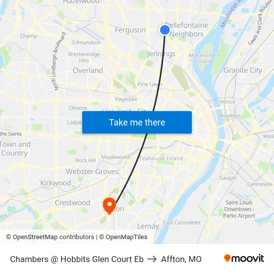 Chambers @ Hobbits Glen Court Eb to Affton, MO map