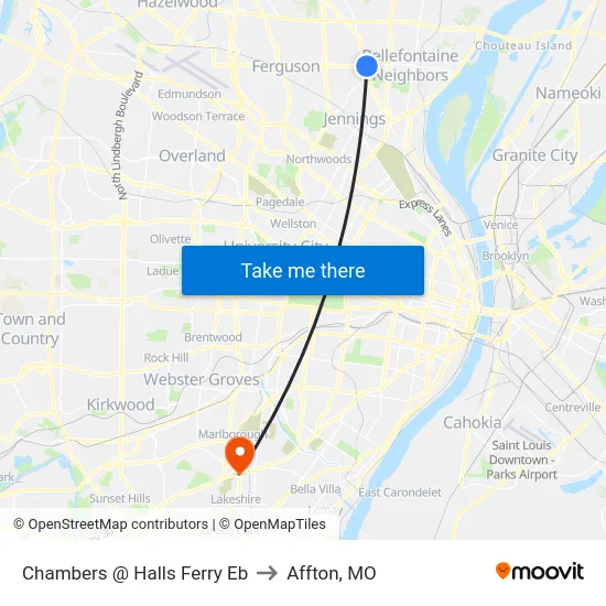 Chambers @ Halls Ferry Eb to Affton, MO map