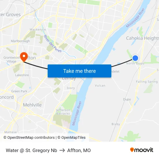 Water @ St. Gregory Nb to Affton, MO map