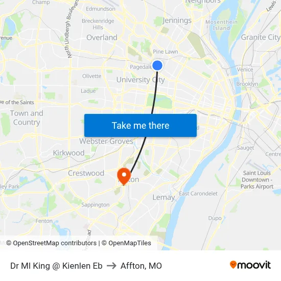 Dr Ml King @ Kienlen Eb to Affton, MO map