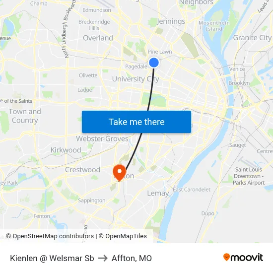 Kienlen @ Welsmar Sb to Affton, MO map
