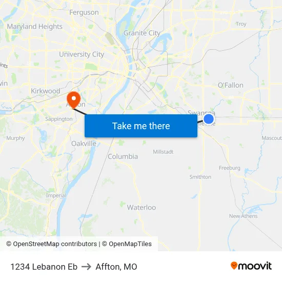 1234 Lebanon Eb to Affton, MO map