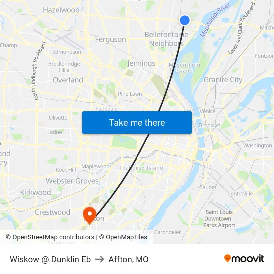Wiskow @ Dunklin Eb to Affton, MO map