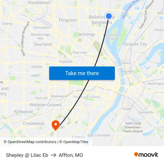 Shepley @ Lilac Eb to Affton, MO map