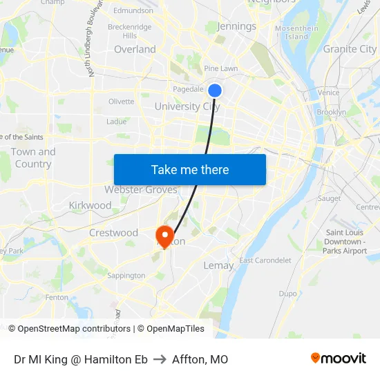 Dr Ml King @ Hamilton Eb to Affton, MO map