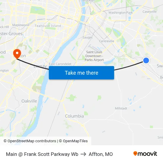 Main @ Frank Scott Parkway Wb to Affton, MO map