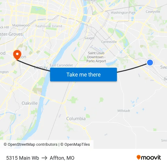 5315 Main Wb to Affton, MO map